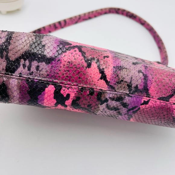 Rob Ference Vintage Y2K Pink Purple Ombré Snakskin Print Shoulder Hobo Bag - Picture 5 of 11